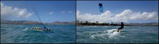 1 waterstart kitesurf Pollensa Carolina aprendiendo kite en Mallorca