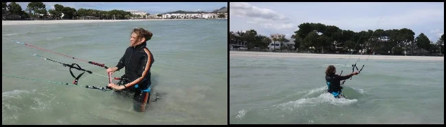 3 water kite lessons Mallorca Abril kite course with Martina Flysurfer kites