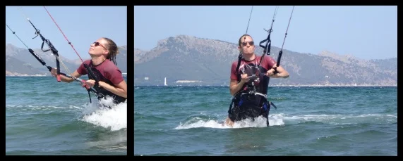 après une heure et demie notre étudiant de kitesurf contrôle le bodydrag