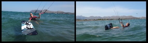 elle se prepare pour le waterstart kitesurfing mallorca