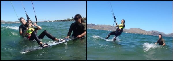 leçons de kite a Majorque en Juillet Elisa et le waterstart