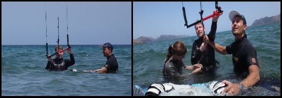 1 Bernard va essayer le waterstart a son cours de kitesurf à Majorque en Juillet