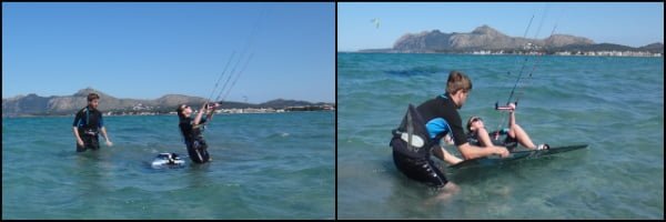 1-уроки-кайтсерфинга-Майорка kitesurfing mallorca Лия-готовится-к-водному-старту