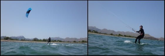 6 kitesurf sur Majorque ecole de kitesurf mallorcakiteschool com Bernard avec kiteboard flysurfer