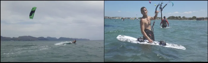 modelo Peak de 12 mts y una tabla de kitesurf modelo Flysurfer XL curso de kite en Pollensa