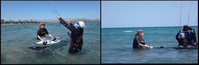 Persiguiendo un sueño, waterstart kite en Mallorca en Mayo