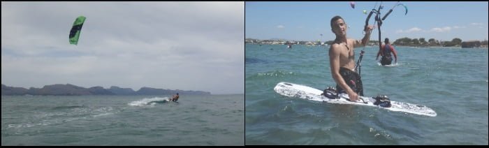 Peak model of 12 mts and a kitesurfing board model Flysurfer XL kite course in Pollensa