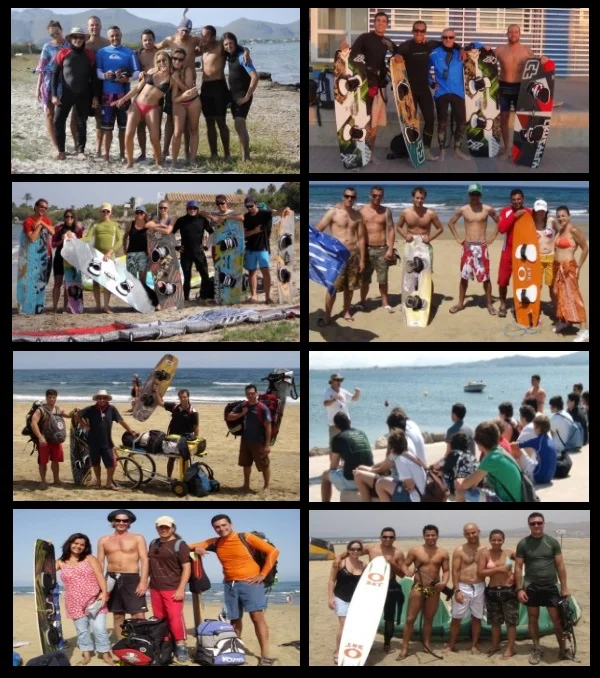 2 photos of some kite club members and kite students of kitesurfing mallorca