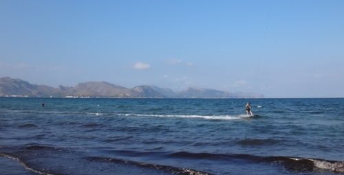 8 el mejor largo en sus primeros waterstarts Carlos kitesurfing en Mallorca