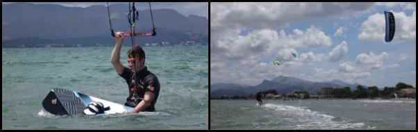 posicionamiento tabla de kite alejándose upwind kitesurf en mallorca