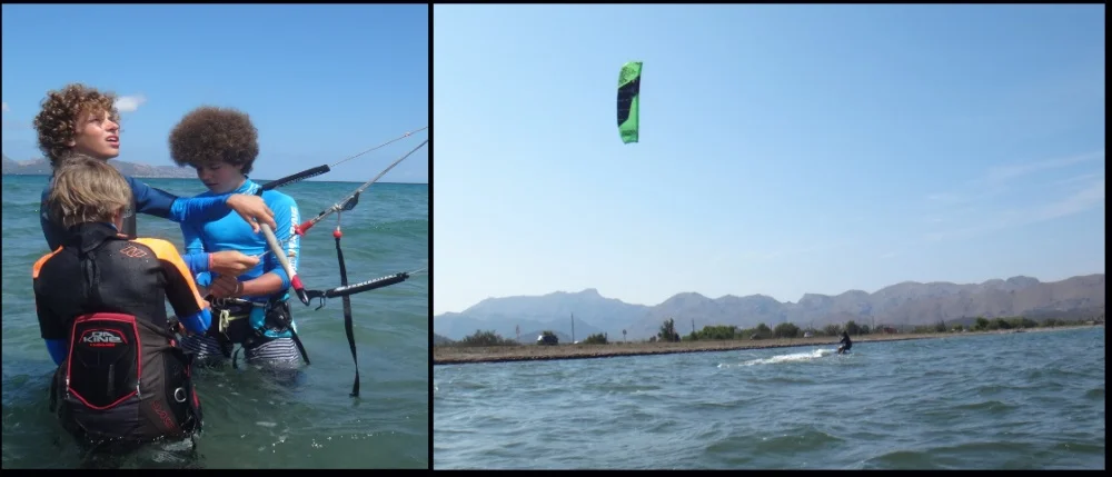 cours de kitesurf avec des enfants francais